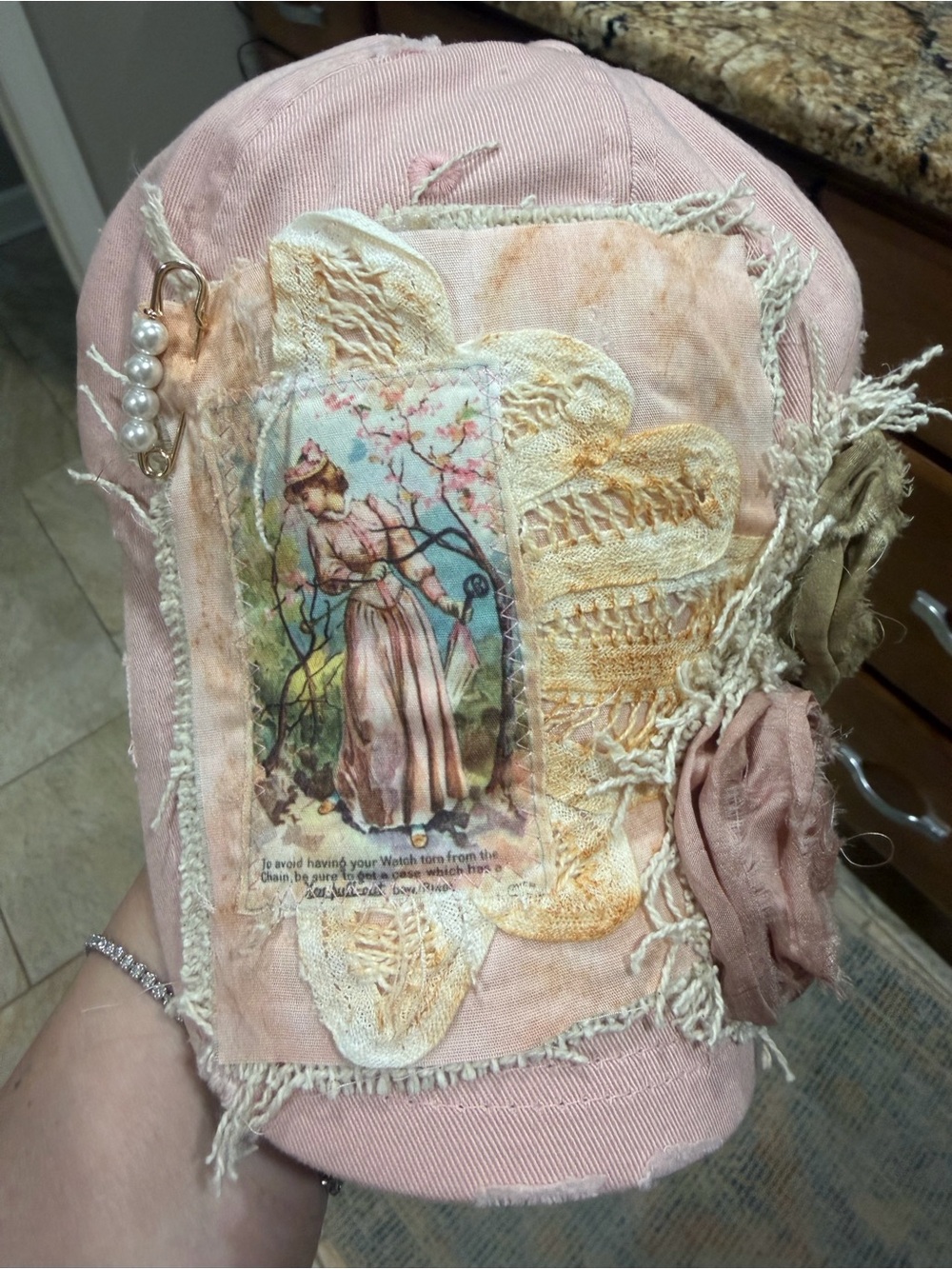 Vintage-Inspired Pink Embellished Women's Hat